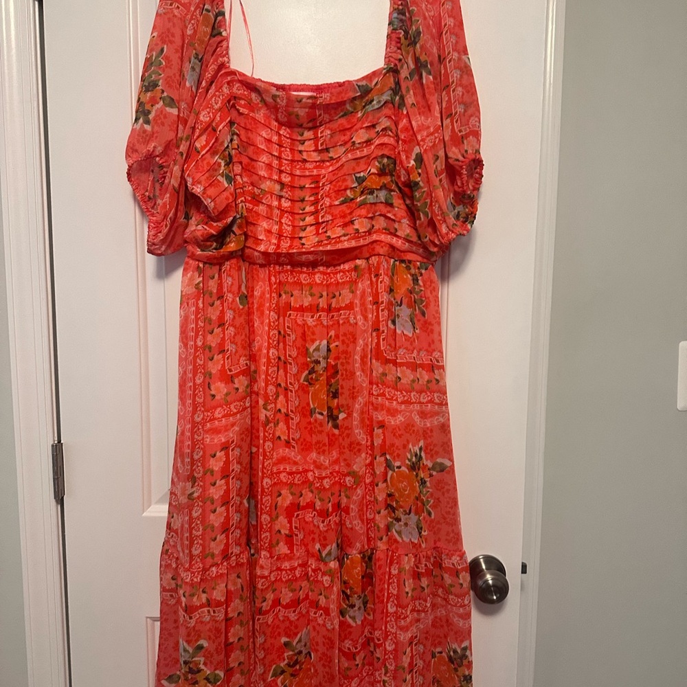 Lauren Conrad Square Neck Pleated Bodice Midi Dress - Floral - Picture 5 of 8